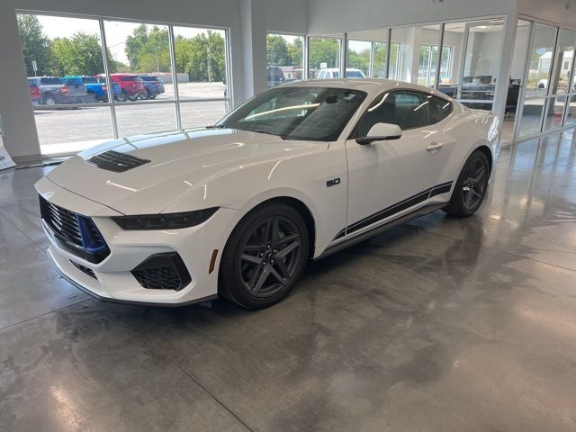 2025 Ford Mustang GT Premium in Oxford White — front three-quarter view
