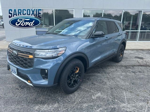2026 Ford Explorer Tremor in Vapor Blue Metallic — front three-quarter view