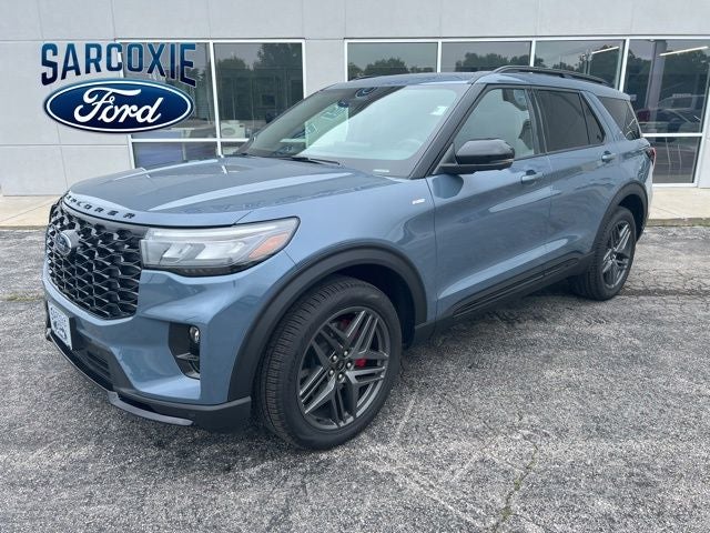 2026 Ford Explorer ST-Line in Vapor Blue — front three-quarter view